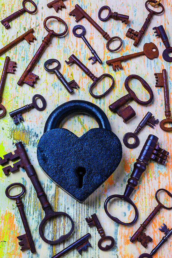 Heart Lock And Old Keys Photograph by Garry Gay
