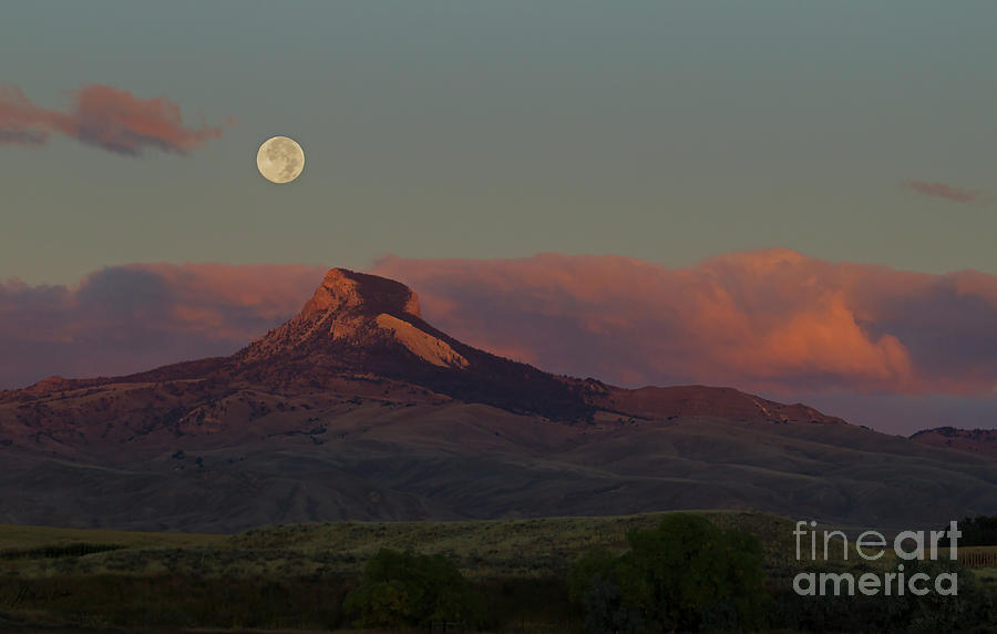 Heart Mountain And Full Moon-Signed-#0273  #0273 Photograph by J L Woody Wooden