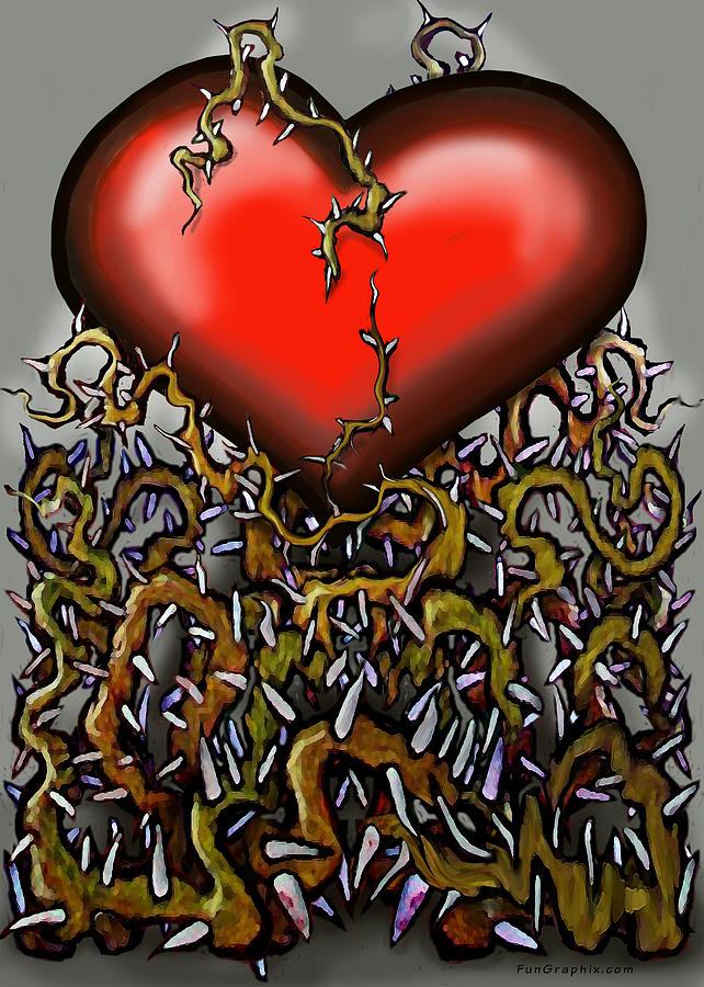 Heart n Thorns Painting by Kevin Middleton
