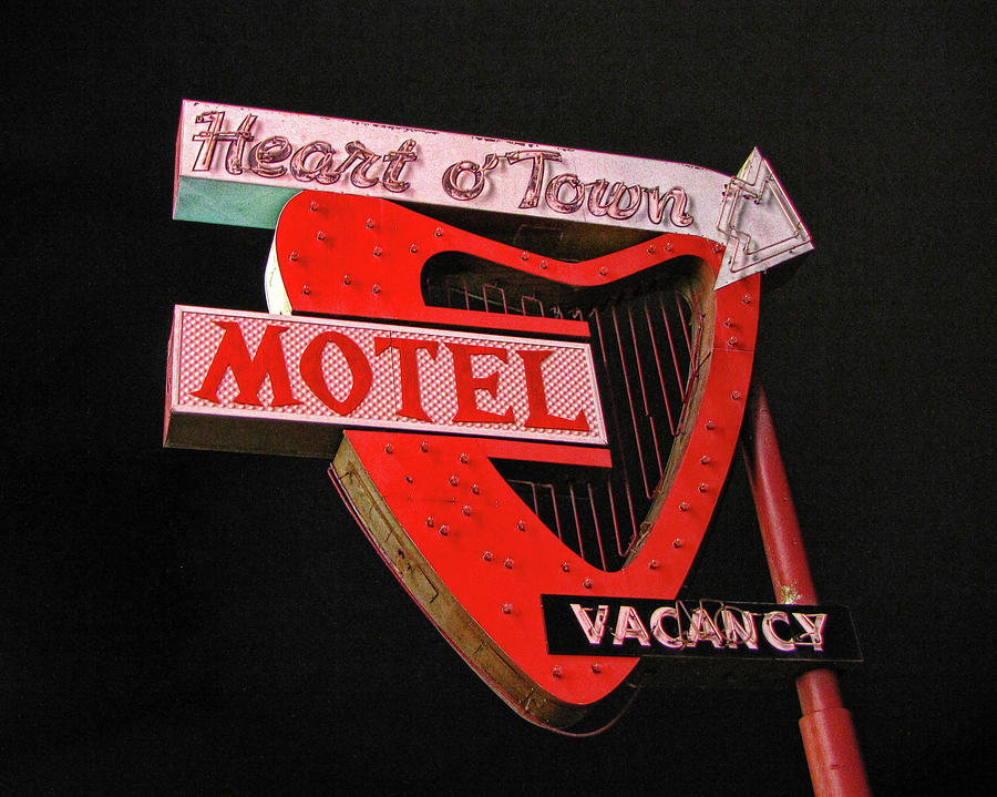Heart o Town Motel neon sign - Reno, Nevada Photograph by Steve Ellison