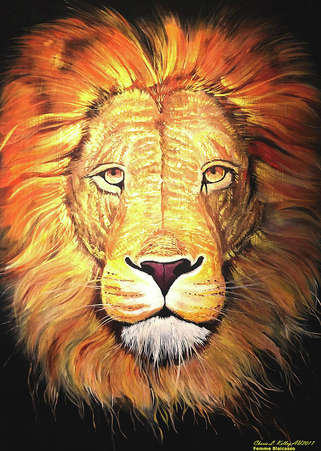 Heart of a Lion FullColor Painting by Femme Blaicasso