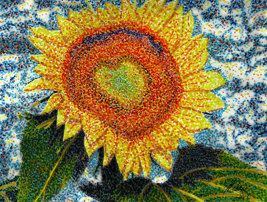 Heart Of A Sunflower Drawing by Angela Davies
