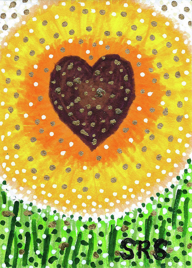 heART Of A Sunflower Drawing by Susan Schanerman