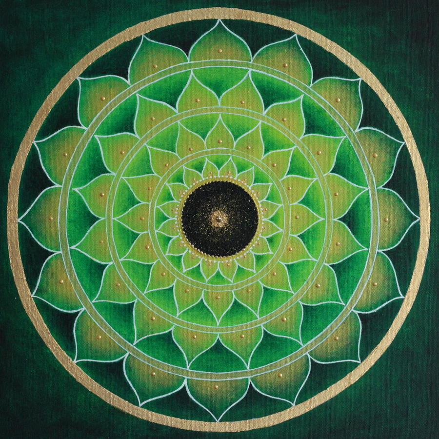 Mandala Painting - Heart of gold by Erik Grind