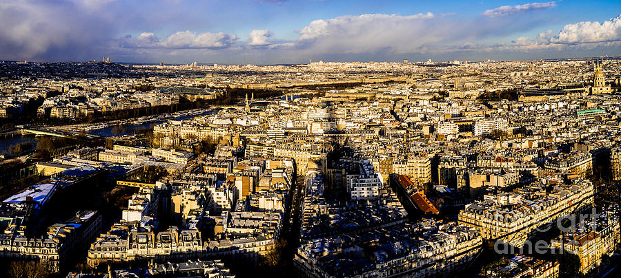 Panorama of Paris Skyline With Eiffel Tower Shadow Photograph by M G Whittingham