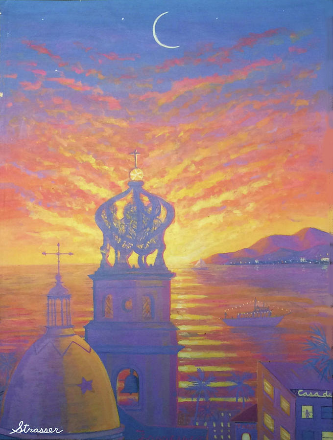 Sunset Painting - Heart of Puerto Vallarta by Frank Strasser