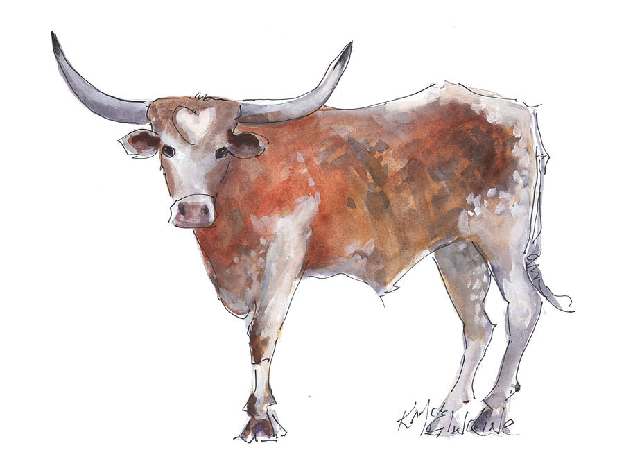 Heart of Texas Longhorn Painting by Kathleen McElwaine - Fine Art America