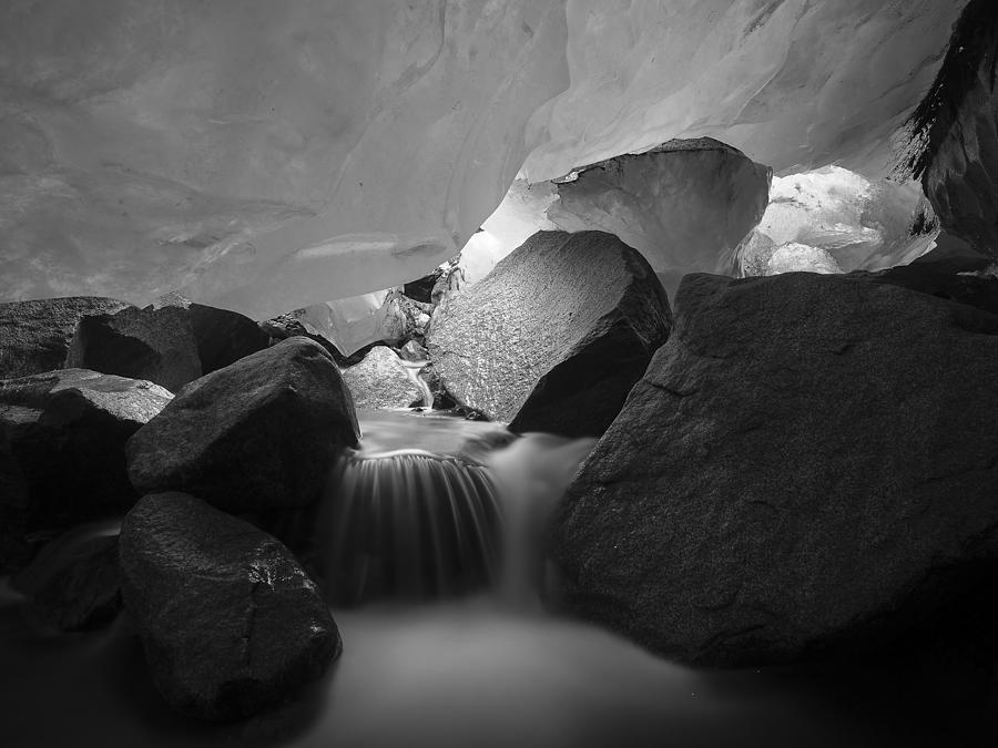Heart of the Glacier Black and White Photograph by Ian Johnson