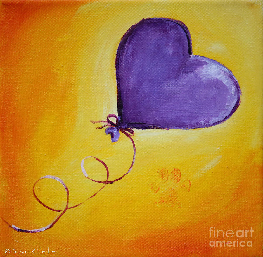 Heart On A Curly String Painting by Susan Herber