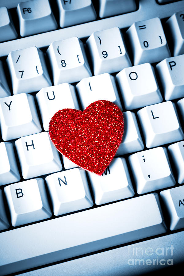 Heart on keyboard Photograph by Kati Finell
