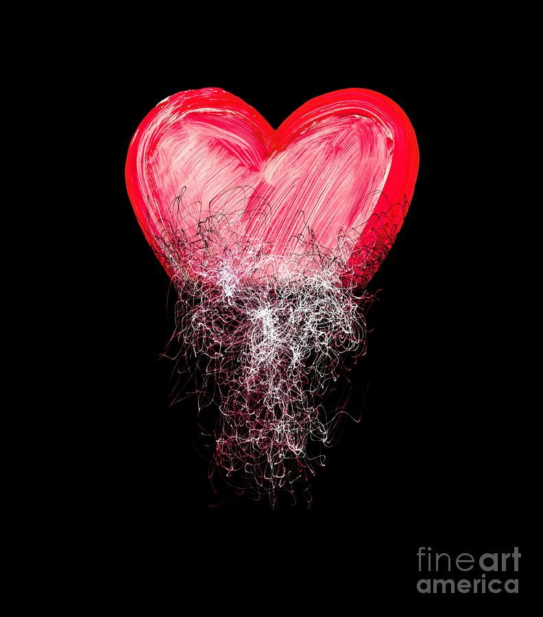 Heart painted from tangle of scribbles Digital Art by Michal Boubin