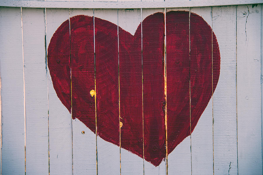 Heart Painted On Fence Photograph by Garry Gay