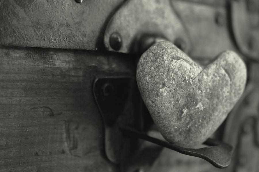 Black And White Photograph - Heart Rock by Toni Hopper