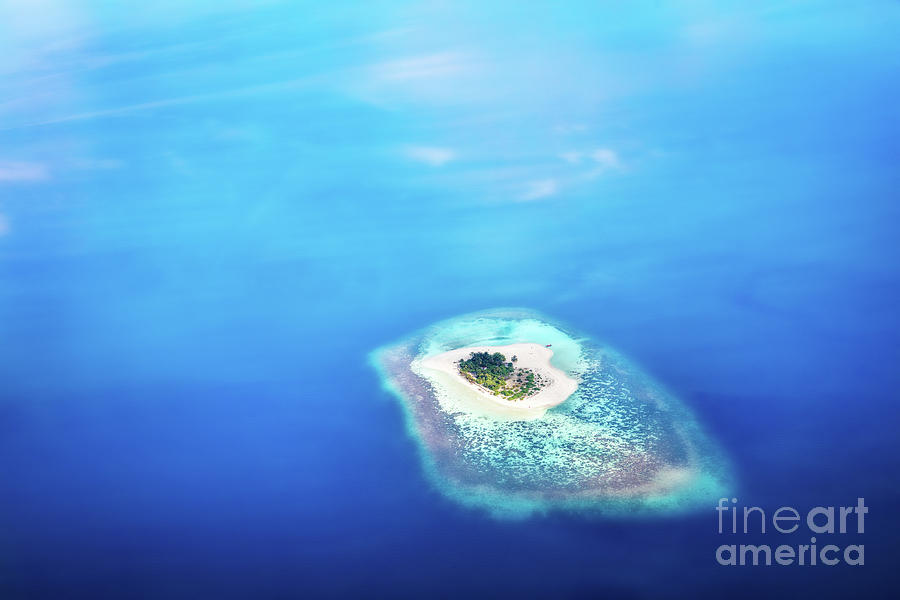Heart shape island in Maldives, Indian Ocean Photograph by Michal Bednarek