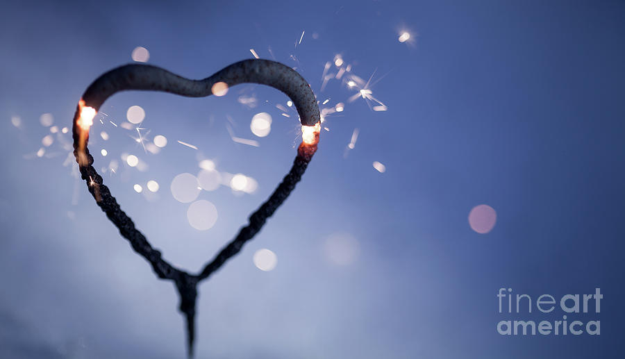 Heart shape sparkler Photograph by Kati Finell