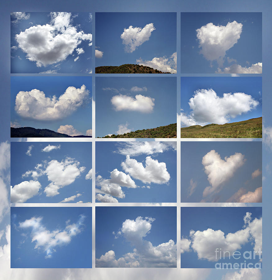 Heart shaped clouds - Collage Photograph by Daliana Pacuraru