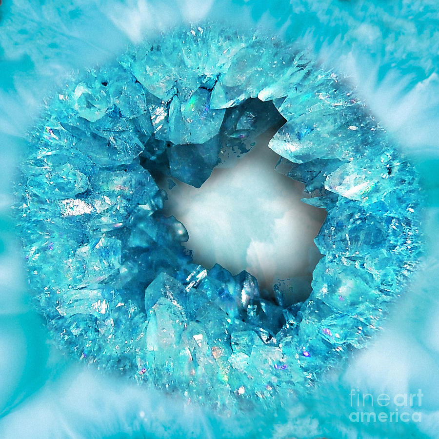 Heart shaped crystals aqua blue Digital Art by Tina Lavoie