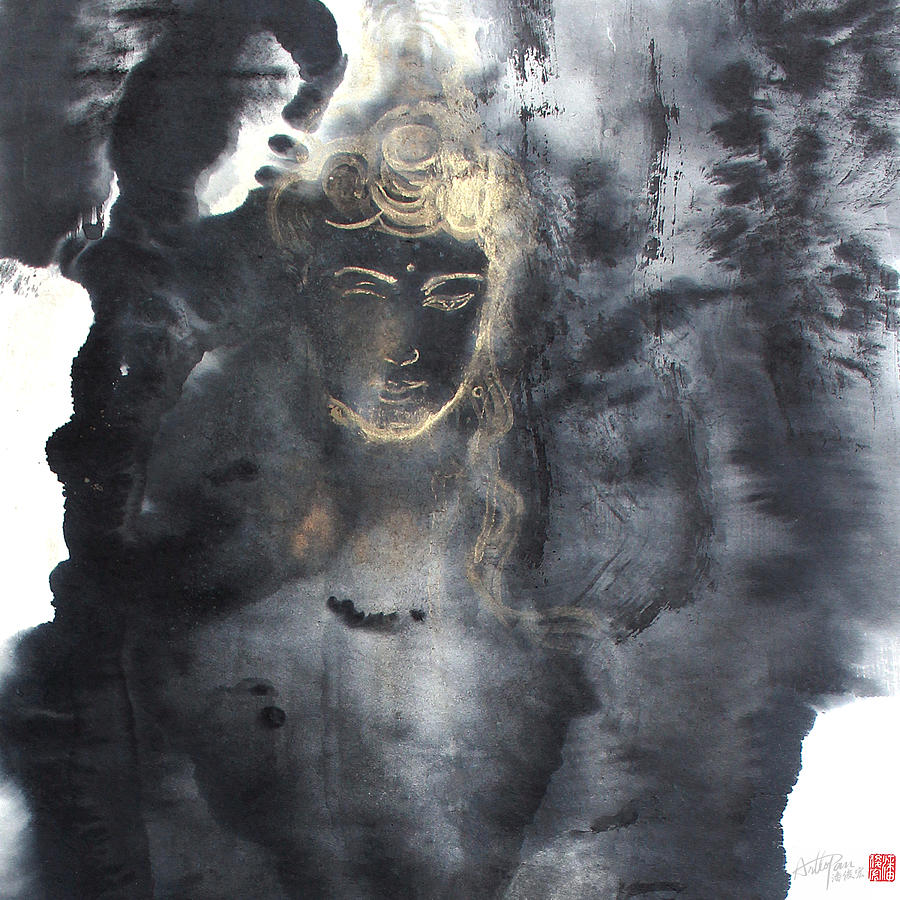 Heart Sutra 1-1 Guan Yin Bodhisattva-Arttopan Zen Chinese wash splash ink freehand brushwork Painting by Artto Pan