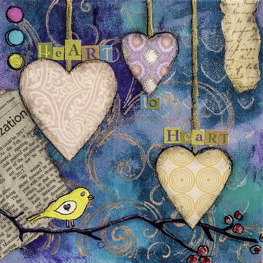 Heart to Heart Mixed Media by Wendy Provins
