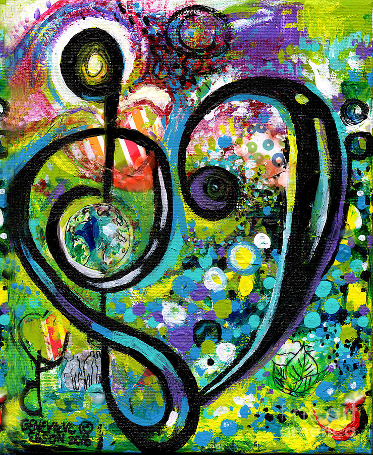 Heart Treble Clef With Polka Dots Painting by Genevieve Esson