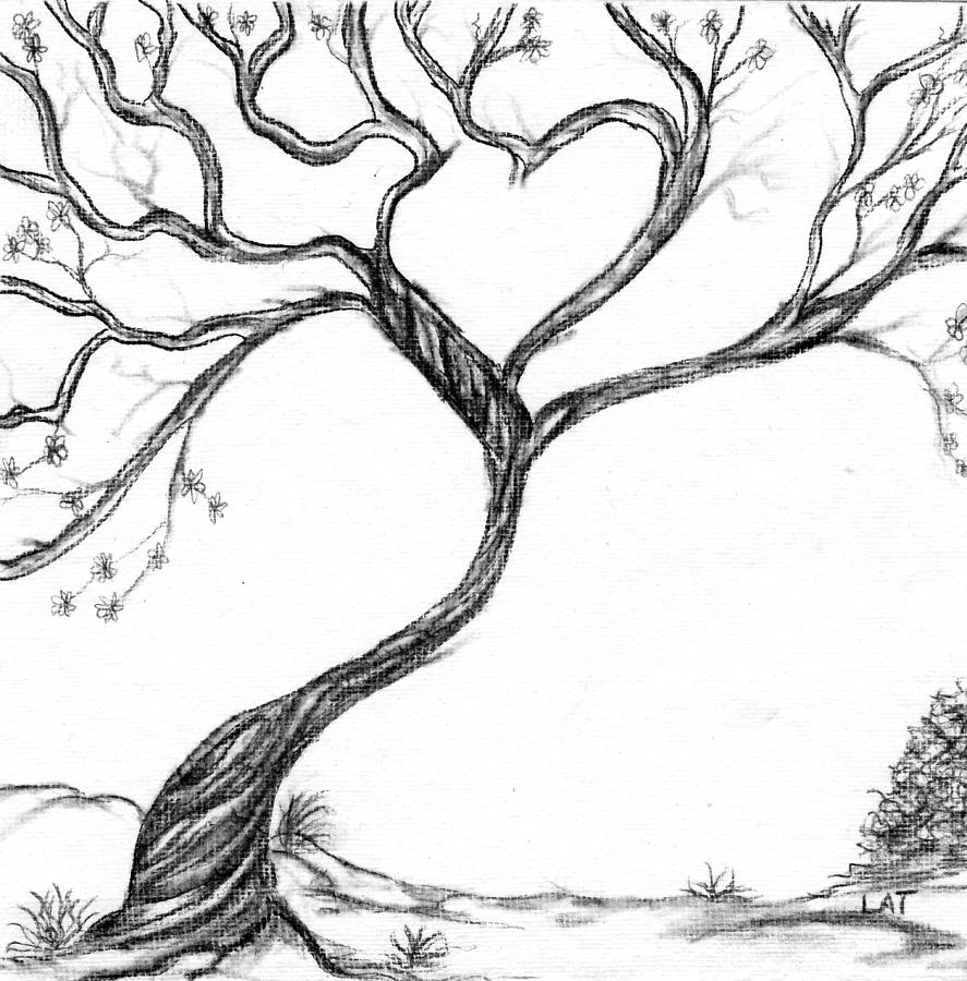 Heart Tree Drawing by Leslie Thomas - Pixels