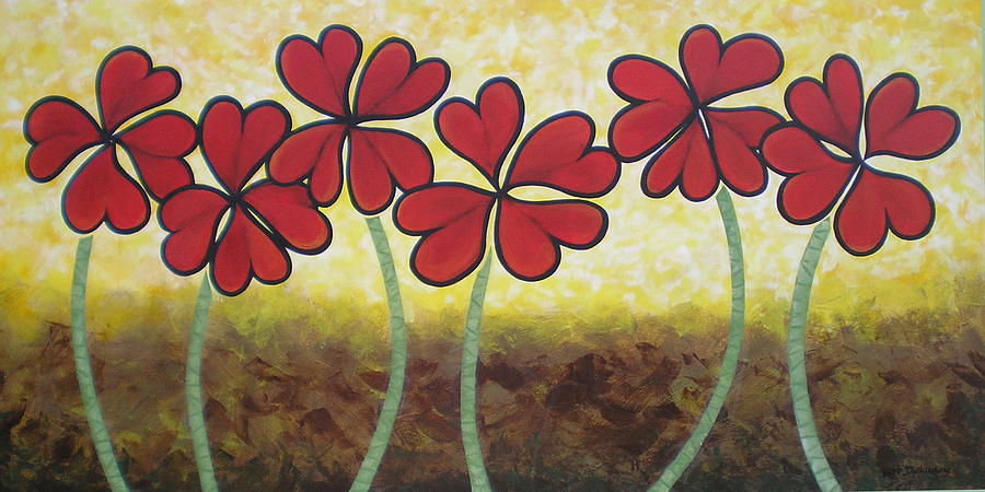 Heartful Flowers Painting by Herb Dickinson