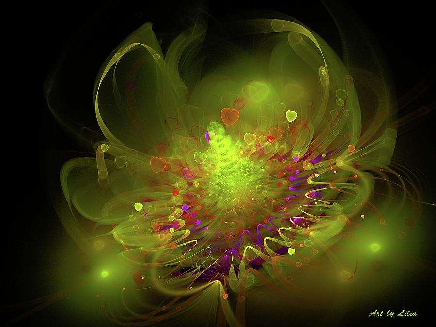 Heartly glow flower Digital Art by Lilia S