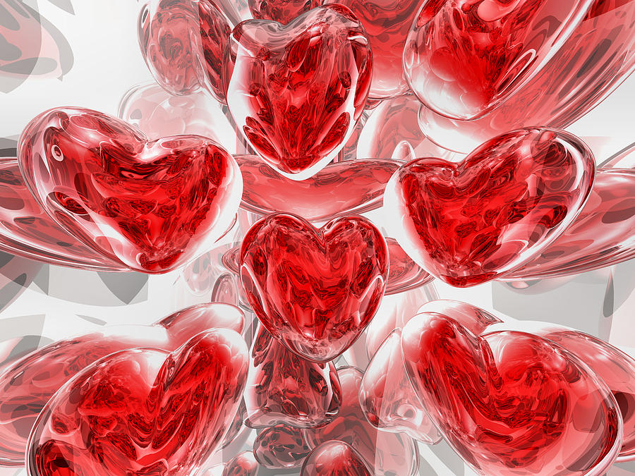 Abstract Digital Art - Hearts Afire Abstract by Alexander Butler