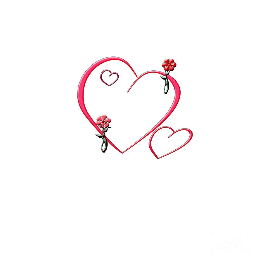 Hearts and Flowers Digital Art by Judy Hall-Folde