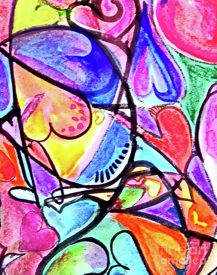 Hearts  Painting by Priscilla Batzell Expressionist Art Studio Gallery