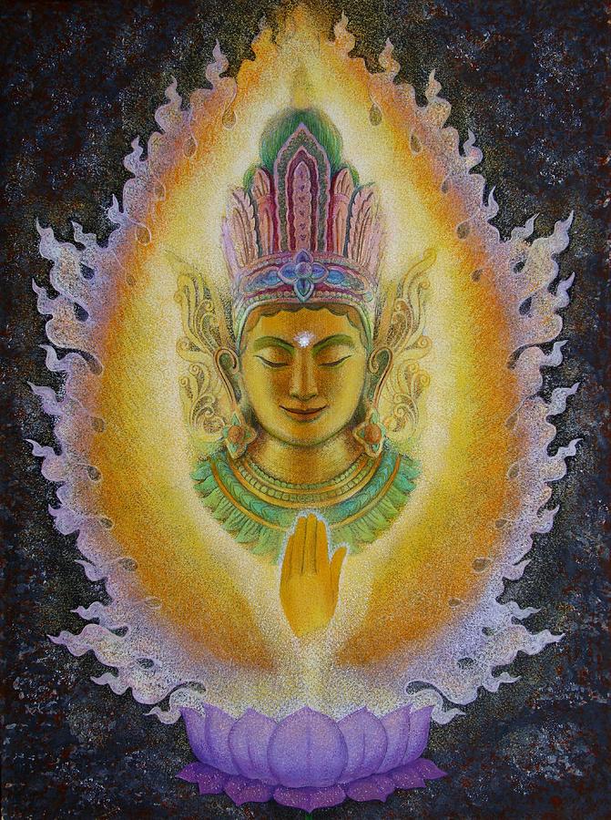 Hearts Fire Buddha Painting by Sue Halstenberg