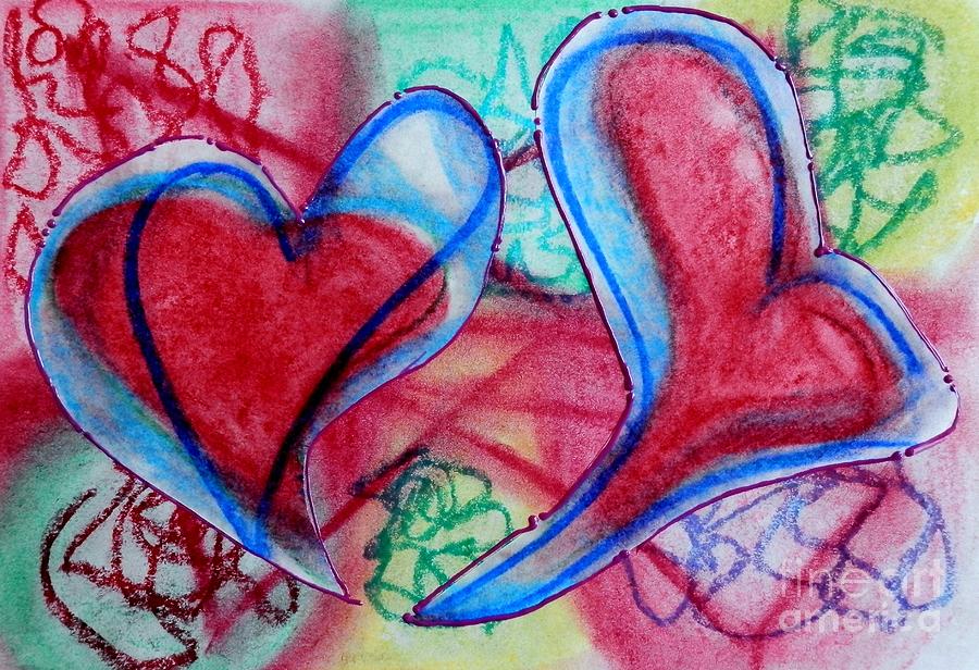 Hearts in the garden Mixed Media by Barbara Leigh Art