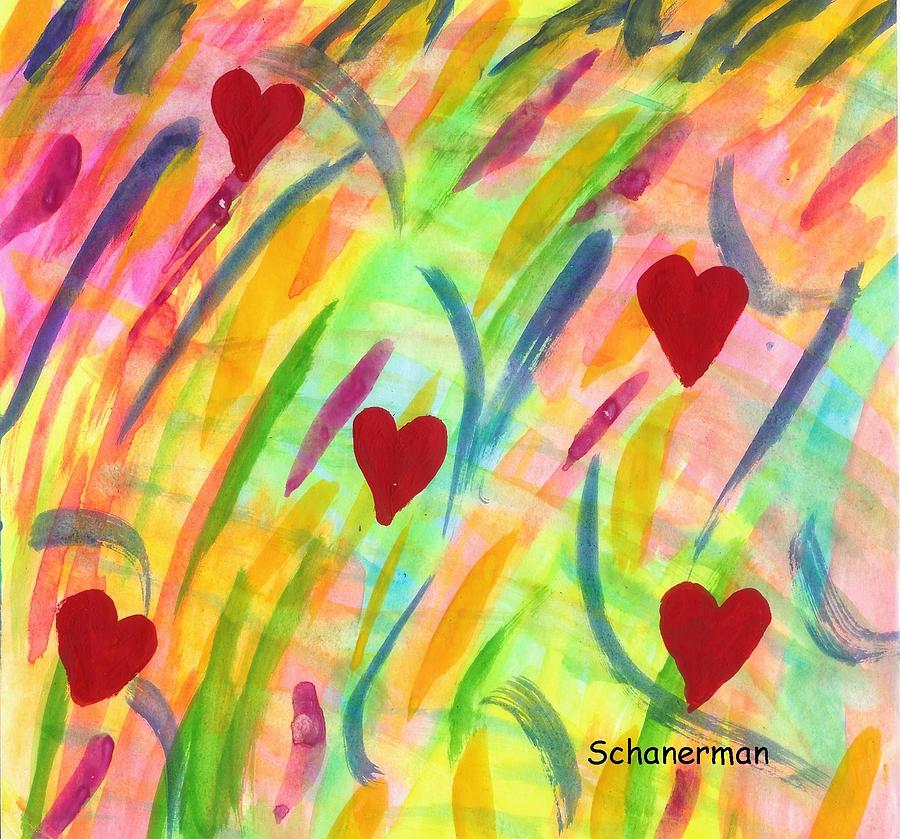 heARTs of Spring Painting by Susan Schanerman