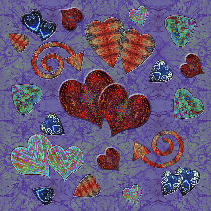 Holiday Painting - Hearts on Lavendar by Sue Duda