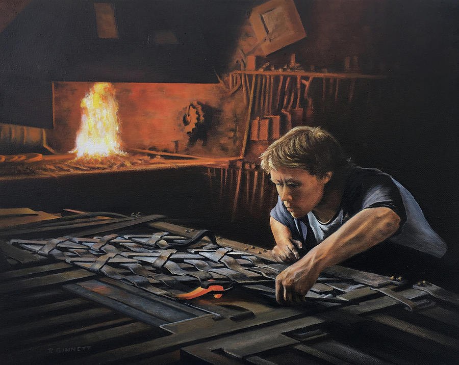 Blacksmith Painting - Heat of the Moment by Richard Ginnett