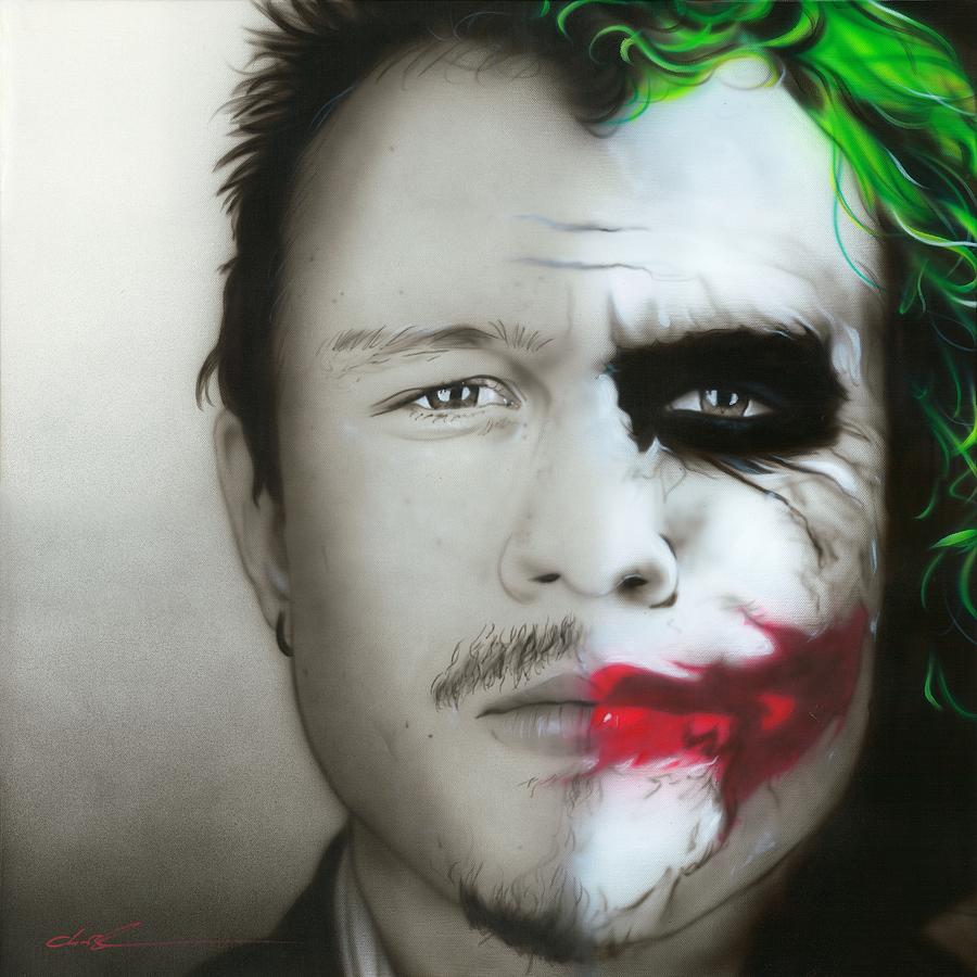 Batman Movie Painting - Heath Ledger / Joker by Christian Chapman Art