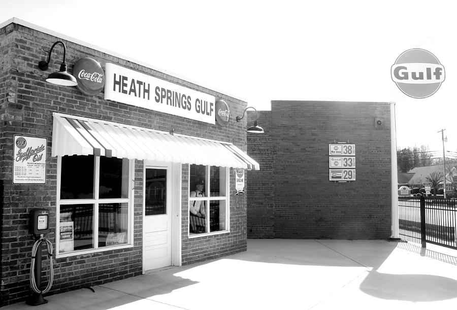 Vintage Photograph - Heath Springs Gulf in BW by Joseph C Hinson