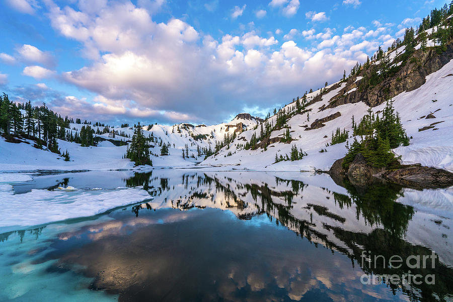 Heather Meadows Blue Ice Reflection Cloudscape Photograph by Mike Reid