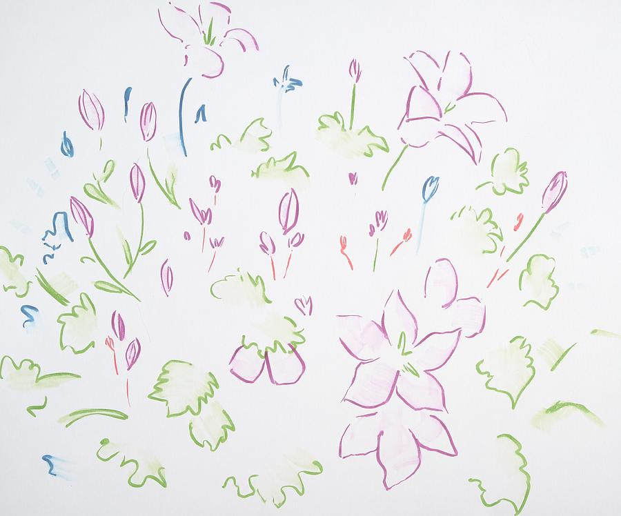 Heather Plant and Flowers Design Painting by Mike Jory