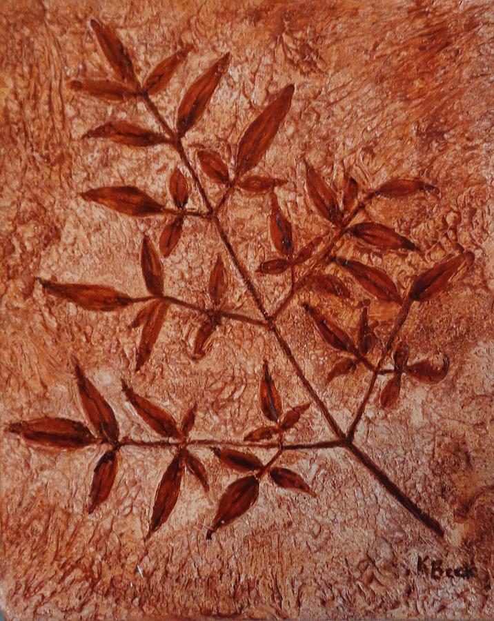 Heavenly Bamboo Fossil Painting by Katherine Young-Beck