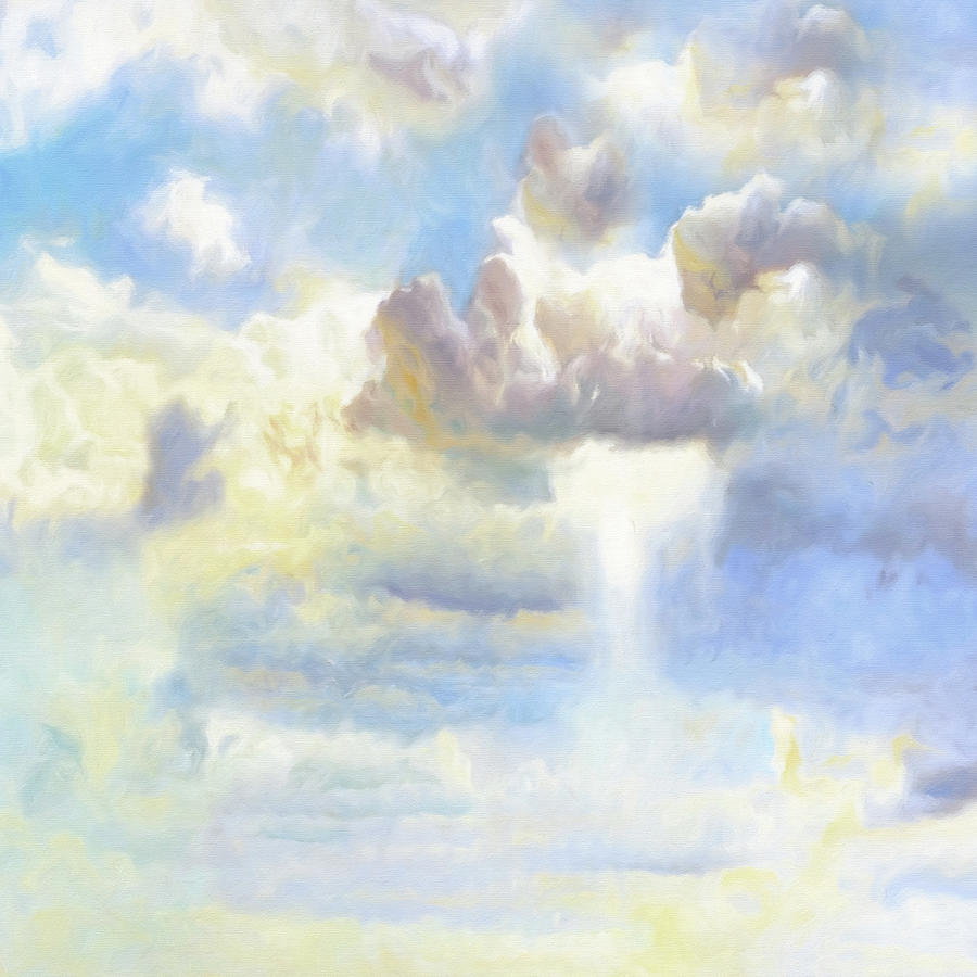 Green Mixed Media - Heavenly Clouded Beautiful Sky by Georgiana Romanovna