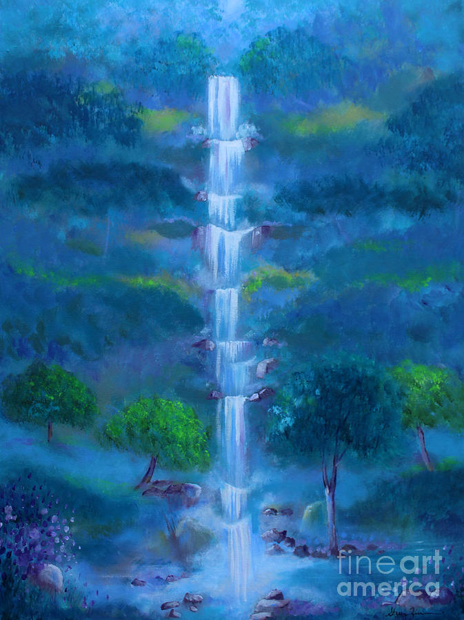 Heavenly Falls Painting by Stacey Zimmerman