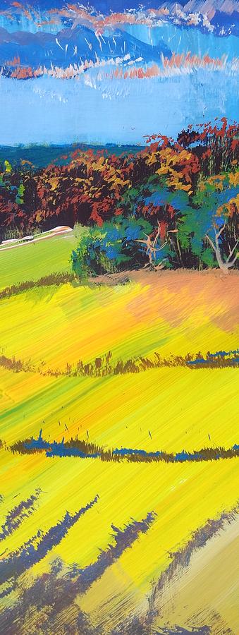 Heavenly Haldon Hills - colorful narrow Devon landscape painting Painting by Mike Jory