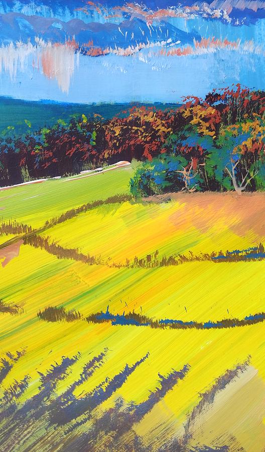 Heavenly Haldon Hills - colorful trees landscape painting Painting by Mike Jory