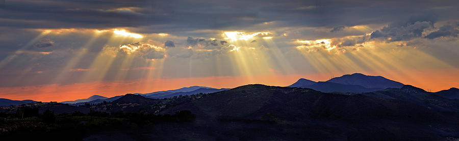 Heavenly Lights Sunset Panorama Photograph