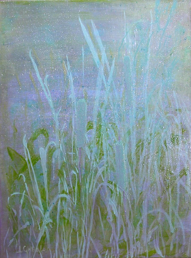 Landscape Painting - Heavens Cattails #1 by Laura Gabel Landscape Painting - Heavens Cattails #1 by Laura Gabel