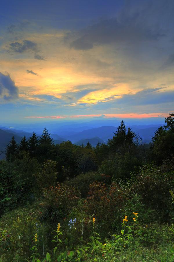 Heavens Opening on the Smoky Mountains Off the Blue Ridge Photograph by Carol Montoya