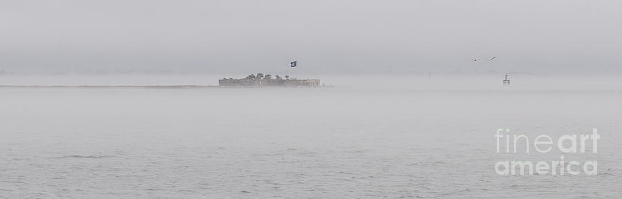 Heavy Fog over Castle Pinckney Photograph by Dale Powell