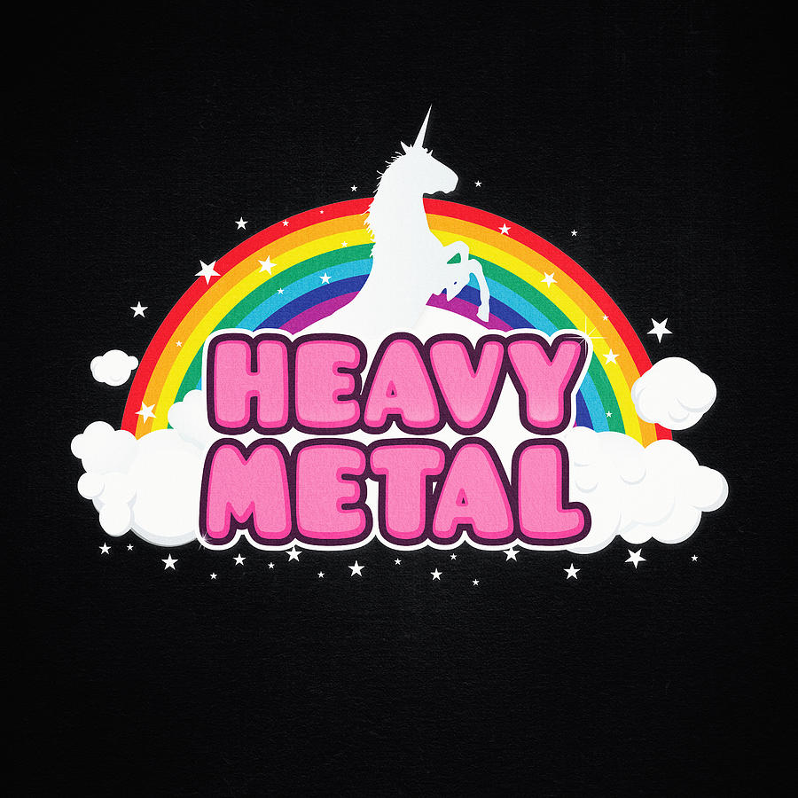 Music Digital Art - HEAVY METAL Funny Unicorn  Rainbow Mosh Parody Design by Philipp Rietz