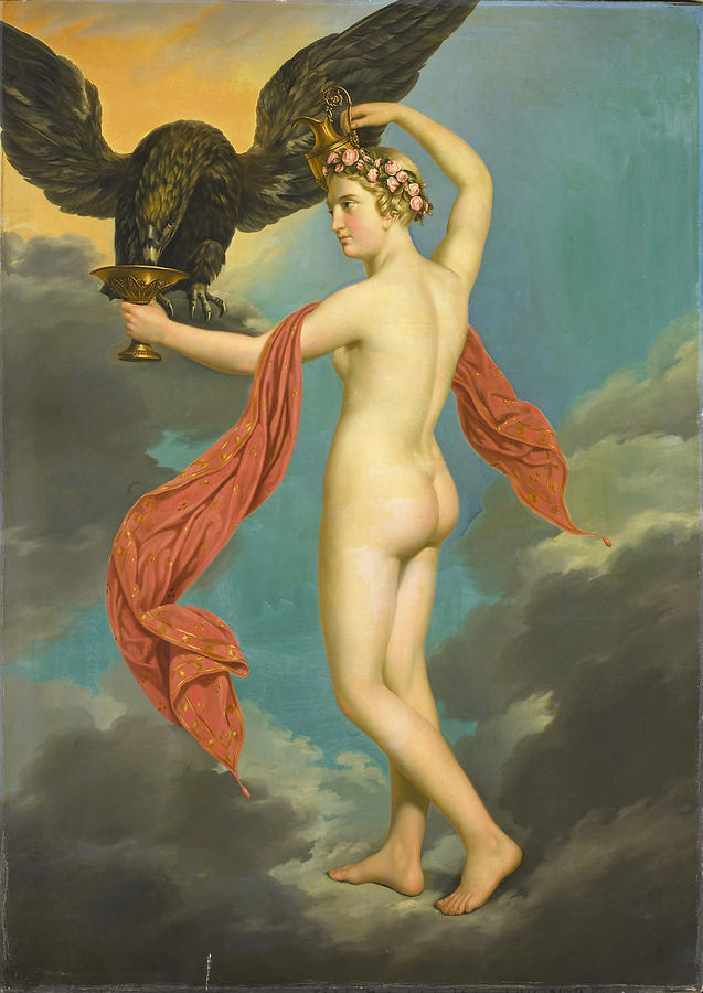 Hebe with Jupiter in the Guise of an Eagle Painting by Gustav-Adolphe Diez